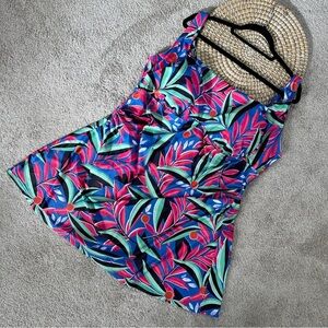 Elemar One Piece Swimsuit Dress Bathing Suits Multicolor Topical Plus Size 24W